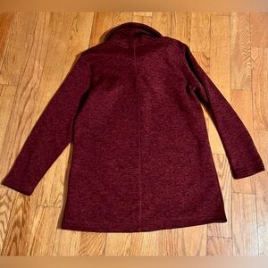 Land’s End Cozy Burgandy Cowl Neck Sweater Petite Medium Loose Tunic Lined Comfy